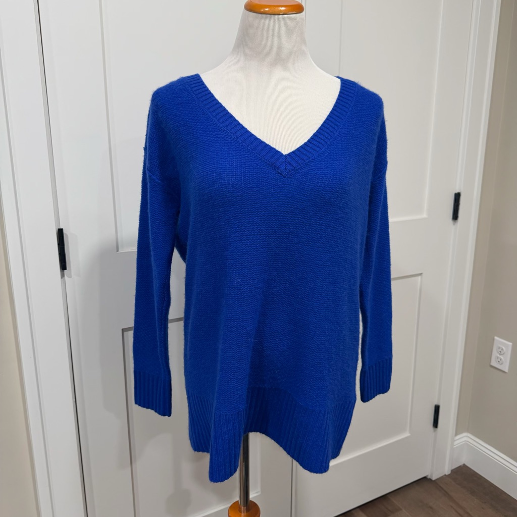 Nwt Anthropologie Royal Blue V-Neck Sweater